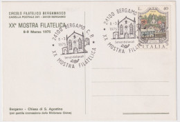 1975-BERGAMO XX MOSTRA FILATELICA (8.3) Annullo Speciale Su Cartolina - Bergamo