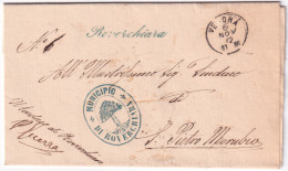 1872-ROVERCHIARA Corsivo Verde Collettoria Su Piego Verona (6.11) - Marcophilia