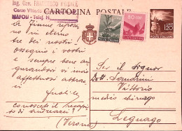 1946-Cartolina Postale Lire 1,20 Con Fr.lli Aggiunti Democratica C.80 E Lire 1 S - 1946-60: Marcophilie