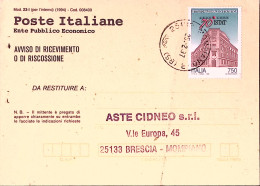 1997-ISTITUTO NAZIONALE STATISTICA Lire 750 Isolato Su Avviso Ricevimento - 1991-00: Marcophilia