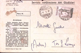 1961-GIOCHI OLIMPICI Lire 200 (893) Isolato Su Notificazione Atti Giudiziari Rom - 1961-70: Marcophilie