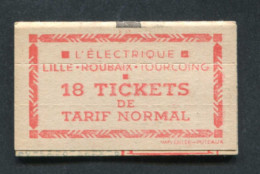 Carnet De 18 Tickets De Tramways Années 50 "L'Electrique" Lille - Roubaix - Tourcoing - Ticket De Tramway - Europa