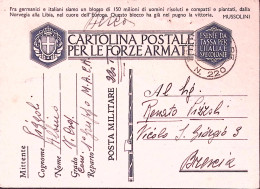 1941-Posta Militare/n. 220 C.2 (27.11.41) Su Cartolina Franchigia Manoscritto Tr - Marcofilie