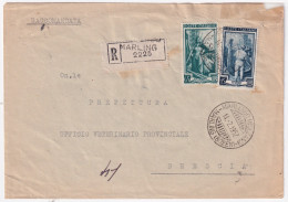 1952-ITALIA LAVORO Lire 15 E 65 (641+650) Su Raccomandata Marlengo (14.2) - 1946-60: Storia Postale
