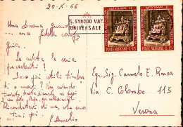 1966-VATICANO Concilio Vaticano II^coppia Lire 15 Su Cartolina Viaggiata (20.10) - Andere & Zonder Classificatie