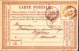 1876-Francia Cerere C.5 Isolato Su Cartolina Lione (12.7) Fori Spillo - 1871-1875 Cérès