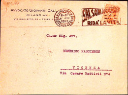 1927-MILANO C.2 (8.8) + Salsomaggiore Da' E Rida' La Vita Annullo A Targhetta Su - Marcophilie