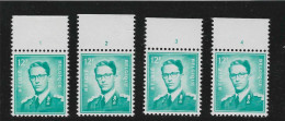 COB 1371P3 Plaatnr. 1-4  Postfris MNH ** - 1953-1972 Lunettes