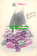 R493820 Birthday Greetings. Flowers And Boat. Postcard - Monde