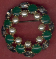 ** BROCHE  VERT  BLANC  BLEU ** - Spille