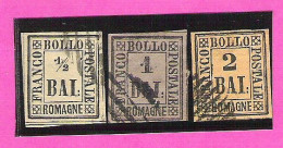 Italie Romagne Romagna Lot Yvert 1-2-3 Oblitéré 1/2-1-2 Baj Petite Charnière Bel Ensemble - Romagna