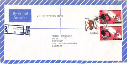 Zambia Registered Air Mail Cover Sent To Denmark Lusaka 22-2-1986 Topic Stamps (from The Embassy Of Egypt Lusaka) - Zambia (1965-...)