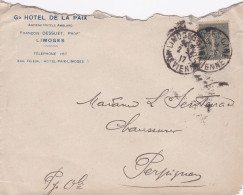 1917--lettre LIMOGES-87  à PERPIGNAN-66 ,type Semeuse Lignée ,cachet 2-5-17-- Pub" Gd Hôtel De La PAIX " - 1877-1920: Semi Modern Period