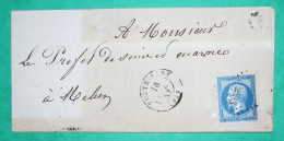 N°14 PC 2533 PONTHIERRY SEINE ET MARNE BOITE RURALE POUR MELUN 1857 INDICE 12 LETTRE COVER FRANCE - 1849-1876: Periodo Clásico