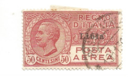 (COLONIE E POSSEDIMENTI) 1928-1929, LIBIA, SOPRASTAMPATI, POSTA AEREA, 50c - 1 Francobollo (CAT. SASSONE N.1) - Libya