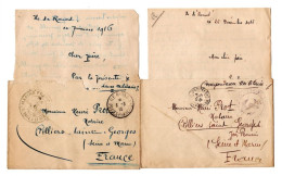 ILE DE ROUAD ET PORT SAID  2 LETTRES AVEC CORRESPONDANCE 1915 ET 1916  PREMIERE GUERRE MONDIALE - Brieven En Documenten