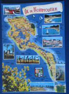 CPM CARTE POSTALE  CARTE GÉOGRAPHIQUE L ILE DE NOIRMOUTIER  ET MULTI-VUES - Mapas