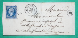 N°14 PC 2067 MONTBAZENS AVEYRON OR ORIGINE RURALE POUR VILLEFRANCHE DE ROUERGUE 1860 LETTRE COVER FRANCE - 1849-1876: Periodo Clásico