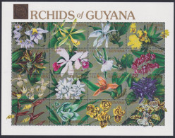 F-EX49044 GUYANA MNH 1990 FLOWER FLORES ORQUIDEAS ORCHID COMPLETE SHEET.  - Orchideeën