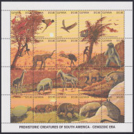 F-EX49045 GUYANA DINOSAUR STAMPS SHEET 1991 MNH PREHISTORIC CENOZOIC ERA WILDLIFE BIRD.  - Prehistóricos