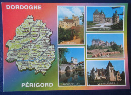 CPM CARTE POSTALE  CARTE GÉOGRAPHIQUE DORDOGNE  ET MULTI-VUES - Maps