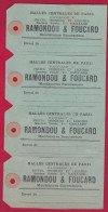 Lot De 4 étiquettes Colis Halles Centrales De Paris Pavillon 8 Primeur RAMONDOU Et FOUCARD - Levensmiddelen