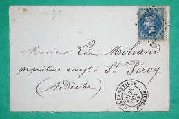 N°29 GC 5052 ORLEANSVILLE ALGERIE POUR ST PERAY ARDECHE 1869 LETTRE COVER FRANCE - 1849-1876: Periodo Clásico