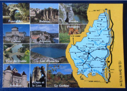 CPM CARTE POSTALE  CARTE GÉOGRAPHIQUE ARDÈCHE  ET MULTI-VUES - Landkarten