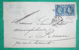 N°29 X2 ETOILE DE PARIS N°17 R. DU PONT-NEUF POUR ROUEN SEINE INFERIEURE 1868 LETTRE COVER FRANCE - 1849-1876: Periodo Clásico