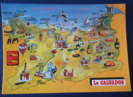 CPM CARTE POSTALE  CARTE GÉOGRAPHIQUE TOURISTIQUE LE CALVADOS - Cartes Géographiques
