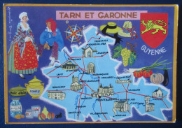 CPM CARTE POSTALE  CARTE GÉOGRAPHIQUE TOURISTIQUE LE TARN ET GARONNE - Landkaarten