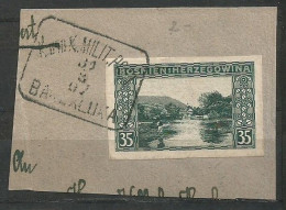 Bosnia Bosnien K.u.K. Austria Hungary Mi.38U Imperforated Used On Piece Banja Luka Boxed Cancel 1906 - Bosnie-Herzegovine