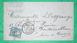 N°60A ETOILE DE PARIS N°16 R. TURBIGO POUR FONTAINEBLEAU SEINE ET MARNE 1874 LETTRE COVER FRANCE - 1849-1876: Periodo Clásico