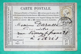 N°55 CARTE PRECURSEUR CONVOYEUR STATION CHAMBORIGAUD GARD LIGNE CL.NIM POUR PARIS 1876 LETTRE COVER FRANCE - Railway Post