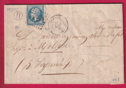 N°22 GC 185 ARZACQ BASSES PYRENEES BOITE RURALE H LUYOO POUR MOLEON LETTRE - 1849-1876: Periodo Clásico