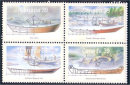 Canada Canots Indiens Indian Canoes Se-tenant Blk/4 MNH ** Neuf SC (C12-69aa) - Ongebruikt