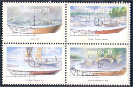 Canada Canots Indiens Indian Canoes Se-tenant Blk/4 MNH ** Neuf SC (C12-69aa) - Neufs