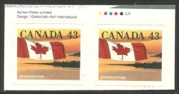 Canada 43c Drapeau Flag Over Shoreline Adhesive  Imprimeur Printer MNH ** Neuf SC (C13-89pcb) - Sellos