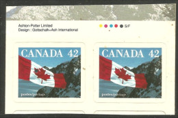 Canada 42c Drapeau Flag Over Mountains Adhesive  Imprimeur Printer MNH ** Neuf SC (C13-88pcb) - Francobolli