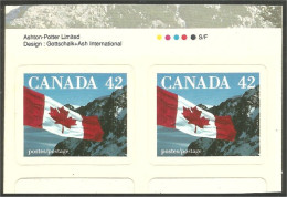 Canada 42c Drapeau Flag Over Mountains Adhesive Imprimeur Printer MNH ** Neuf SC (C13-88pca) - Nuovi