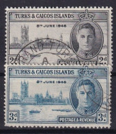 TURKS & CAICOS ISLANDS 1946 - Canceled - Sc# 90, 91 - Turks & Caicos