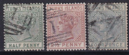 TURKS ISLANDS 1882 - Canceled - Sc# 51-53 - Turks And Caicos