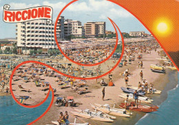 U6099 Riccione (Rimini) - Panorama Della Spiaggia - Beach Plage Strand Playa / Viaggiata 1976 - Autres & Non Classés