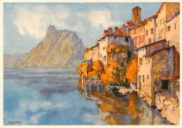 13908654 Gandria_Lago_di_Lugano Mit Monte San Salvatore Kuenstlerkarte - Sonstige & Ohne Zuordnung