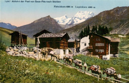 13908431 Saas-Fee_VS Abfahrt Der Post Von Saas-Fee Nach Stalden Mit Fletschhorn  - Sonstige & Ohne Zuordnung