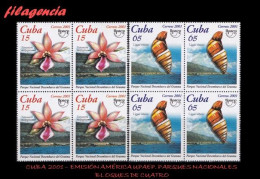 CUBA. BLOQUES DE CUATRO. 2001-19 EMISIÓN AMÉRICA UPAEP. PARQUES NACIONALES. FLORA & FAUNA - Nuevos