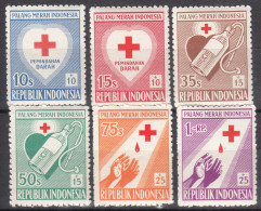 Indonesia 1956 Red Cross Mi#165-170 Mint Never Hinged - Indonésie