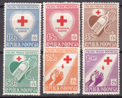 Indonesia 1956 Red Cross Mi#165-170 Mint Never Hinged - Indonesia
