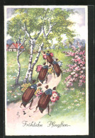 AK Maikäfer Mit Blumen Für Das Pfingstfest Auf Einem Wiesenpfad  - Insekten
