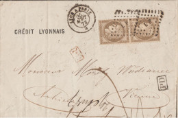 PIECE D'AMATEUR RARISSIME COMBINAISON PD ROUGE + PD NOIR Paire N°57 LETTRE Pour VIENNE (Autri.) LUXE - 1871-1875 Cérès